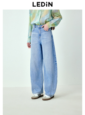 乐町2024夏季新款休闲百搭宽松牛仔香蕉裤C1HAE2422