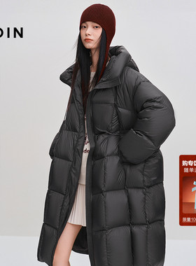 【火山岩】乐町中长款面包羽绒服女装2025冬季新款泡芙连帽外套*