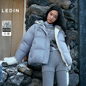 撞色可脱卸提花针织帽 面包羽绒服25冬季 新款 费尔岛 乐町短款