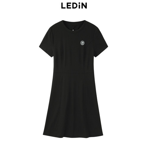 乐町针织露背连衣裙24夏季新款休闲短袖裙C2FAE2F11