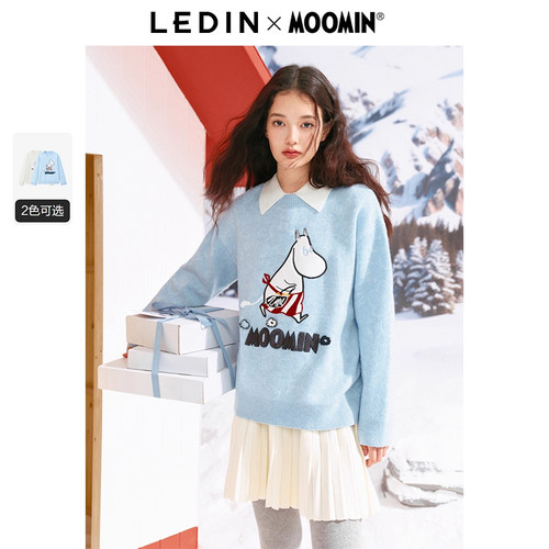 姆明图案毛绒贴布绣  宽松版型