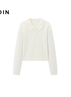 【商场同款】乐町甜美翻领合体针织衫春新款珠片绣毛衣C1EEG1137