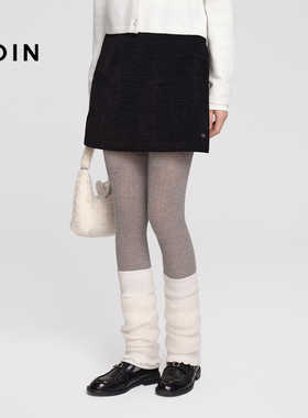 【商场同款】乐町雪尼尔A字短裙冬季新款显瘦黑色半身裙C1GEF4606
