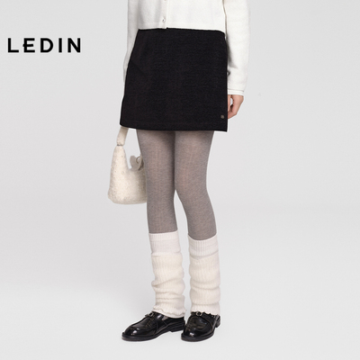 【商场同款】乐町雪尼尔A字短裙冬季新款显瘦黑色半身裙C1GEF4606