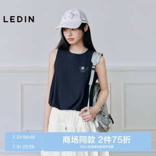 圆领无袖 新款 商场同款 上衣C2CQF2707 乐町字母兜兜背心女夏季