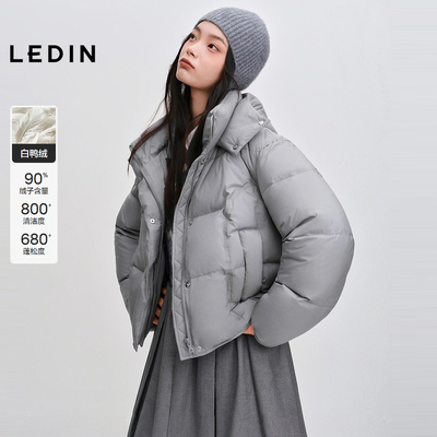 乐町连帽超短款方格小面包羽绒服女25冬季新款柔软可爱保暖外套