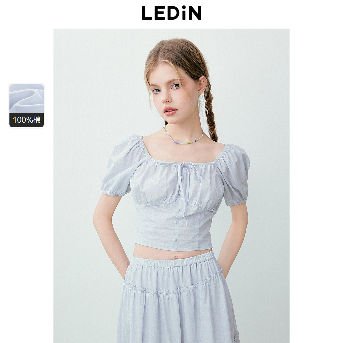 乐町韩系少女打缆修身全棉泡泡袖雪纺衫夏季新款方领减龄上衣,女装/女士精品,蕾丝衫/雪纺衫,淘宝优惠券,粉丝福利购,淘宝优惠卷