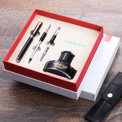 墨水礼盒办公用弯尖英雄钢笔