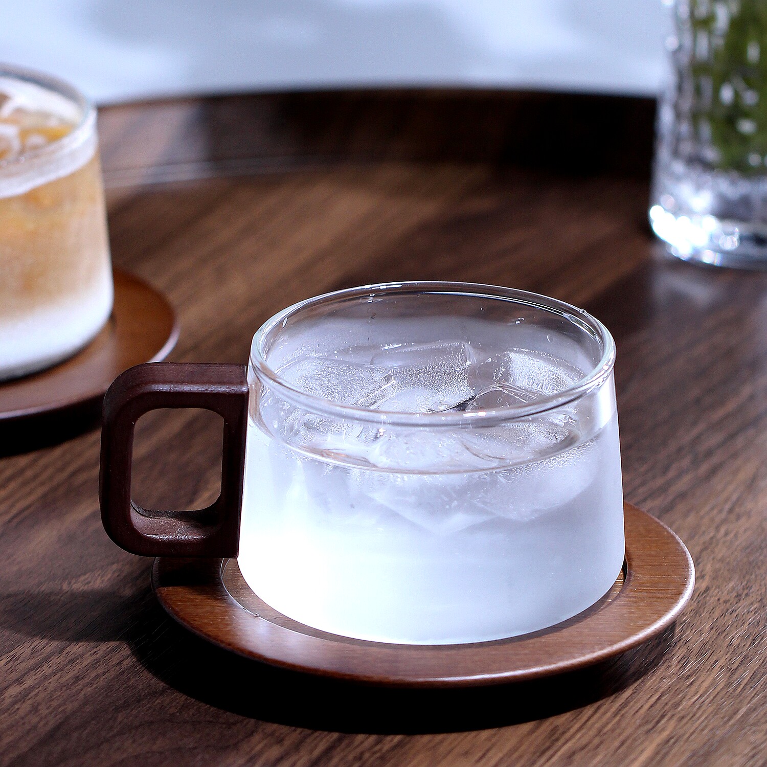 胡桃木把高硼硅耐热下午茶杯