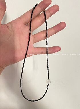 天然黑尖晶石白蝶贝壳花锁骨链女