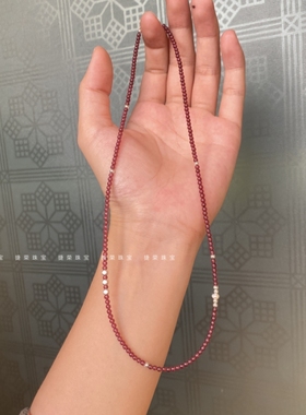 天然石榴石项链小众设计锁骨链细