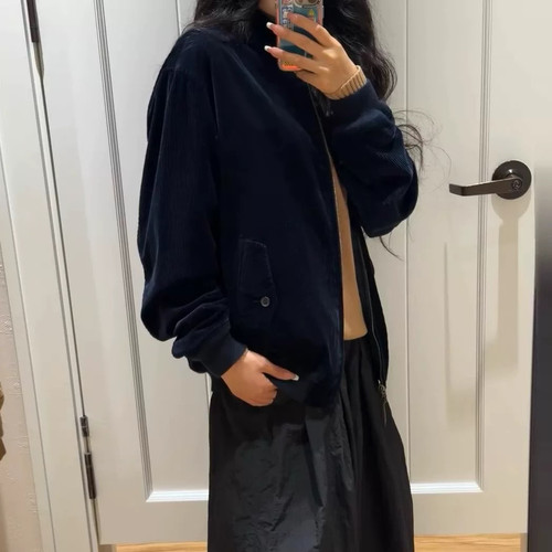 断码特价 复古美学 经典低调灯芯绒立领夹克外套女