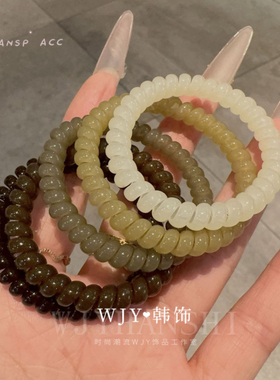 2025细款果冻大地色电话线螺旋发圈简约百搭马尾辫皮套丸子头皮筋