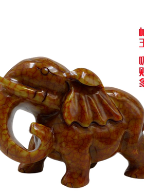 岫玉大象一对吸财镇宅新古典客厅