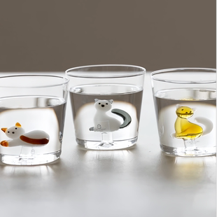 ichendorf[YURUUI设计师]意大利进口玻璃塔比猫饮水茶杯