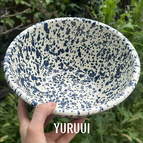 [YURUUI设计师]美国Crow Canyon泼墨搪瓷沙拉碗