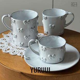 [YURUUI设计师]法国CARRON PARIS蝴蝶结黑陶手作马克杯茶杯碟套组