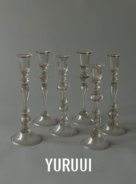 [YURUUI设计师]捷克STEPANEK GLASS 古典手工烟灰色玻璃烛台