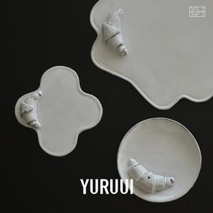 [YURUUI设计师]法国CARRON PARIS可颂系列手作黑陶餐盘托盘香插