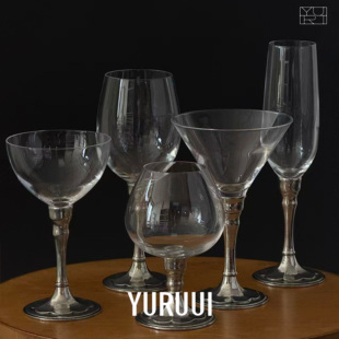 [YURUUI设计师]意大利Valpeltro手工锡器玻璃酒杯水果碗托盘