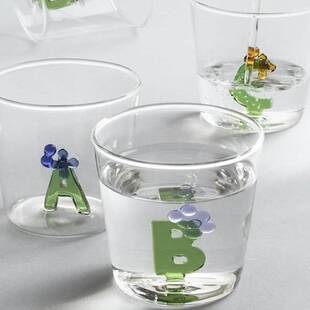 ichendorf[YURUUI设计师]意大利进口玻璃创意字母玻璃杯饮水茶杯