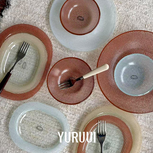 [YURUUI设计师]韩国EDING玻璃秋冬新色餐盘意面盘酸奶碗