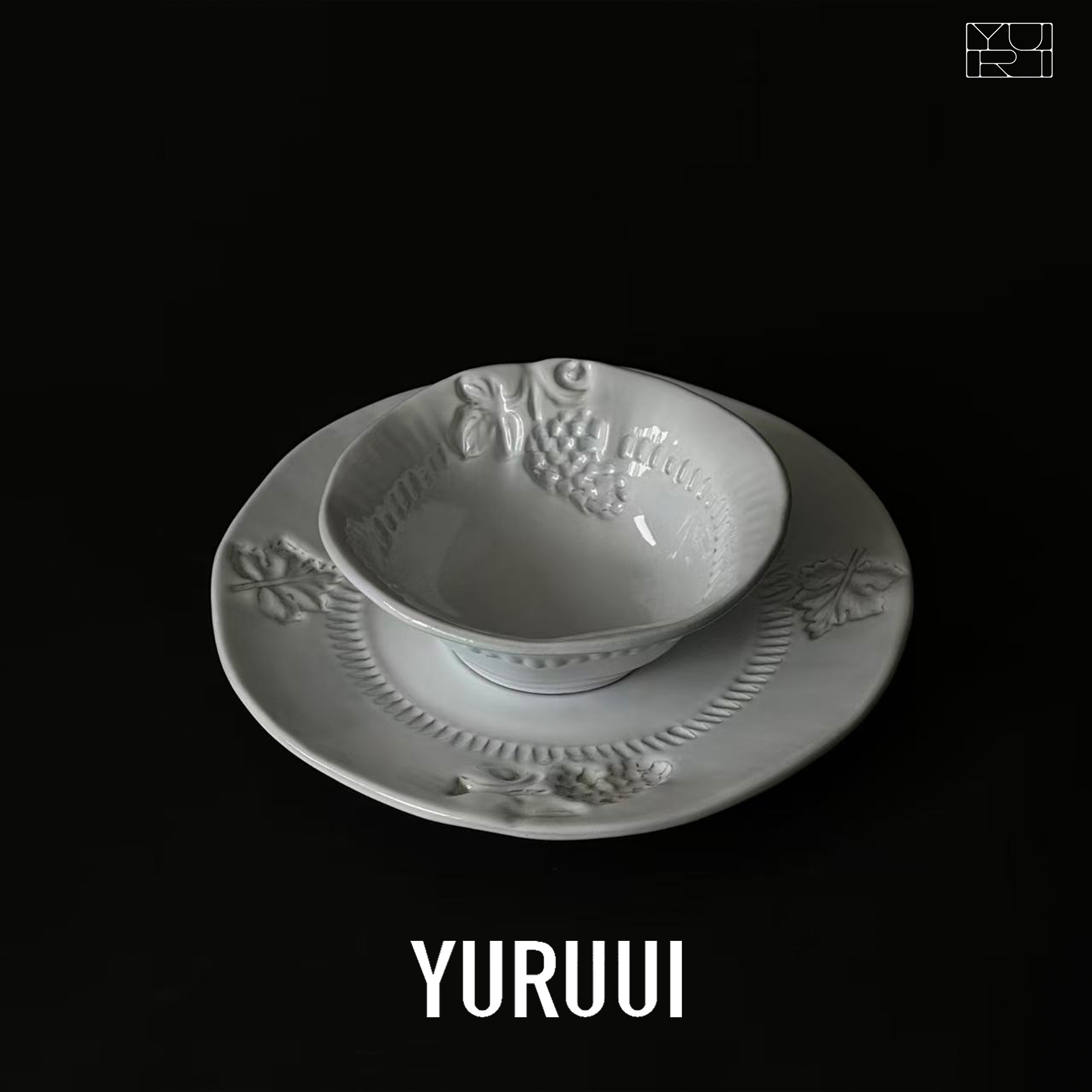 [YURUUI设计师]意大利VBC 复古黑陶水果创意陶瓷碗碟套装