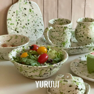 意大利TAPI陶瓷泼墨系列青提气泡餐具盘碗马克杯 YURUUI设计师