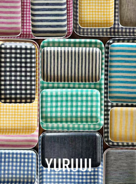 [YURUUI设计师]日本Fog Linen Work条纹方格食品托盘收纳盘置物盘