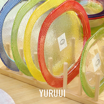 韩国Eding彩色玻璃家用晚餐盘