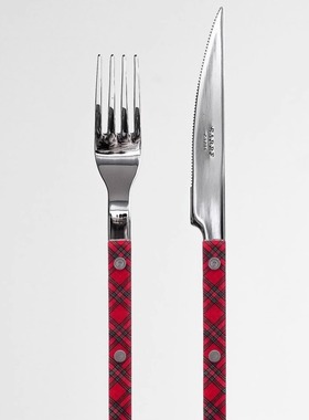 [YURUUI设计师]法国Sabre Paris圣诞系列格子花纹不锈钢刀叉勺