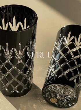 [YURUUI设计师]波兰Julia Crystal纯手工研磨切割黑色水晶玻璃杯