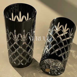 Crystal纯手工研磨切割黑色水晶玻璃杯 波兰Julia YURUUI设计师