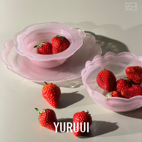 [YURUUI设计师]ARDACAM土耳其云雾玻璃樱花系列粉色花朵玻璃碗盘