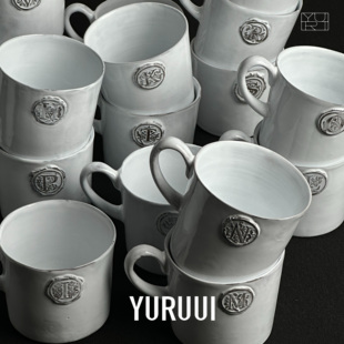 [YURUUI设计师]法国CARRON PARIS字母浮雕黑陶餐盘马克杯M号300ml