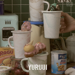 韩国Eding大理石晕染搪瓷手握杯马克杯耐热水杯 YURUUI设计师