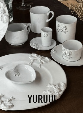 [YURUUI设计师]法国Carron Paris黑色陶土蝴蝶结玛丽王后餐盘餐具