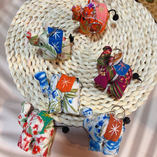 泰国手工扎染棉小象幸运钥匙扣