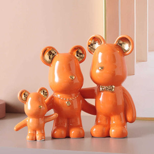 宏赫暴力熊陶瓷一家三口家居客厅电视柜玄关酒柜卧室装饰品摆件