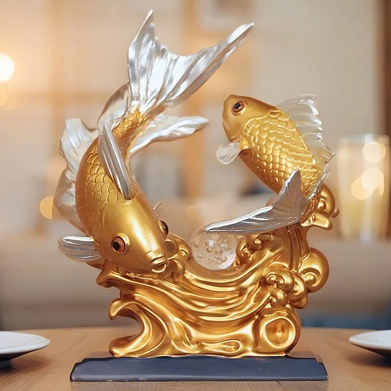 （宏赫宠粉）客厅酒柜办公室招财纳福乔迁金鱼装饰品,家居饰品,装饰摆件,淘宝优惠券,粉丝福利购,淘宝优惠卷