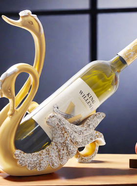 宏赫轻奢天鹅红酒架酒柜电视柜