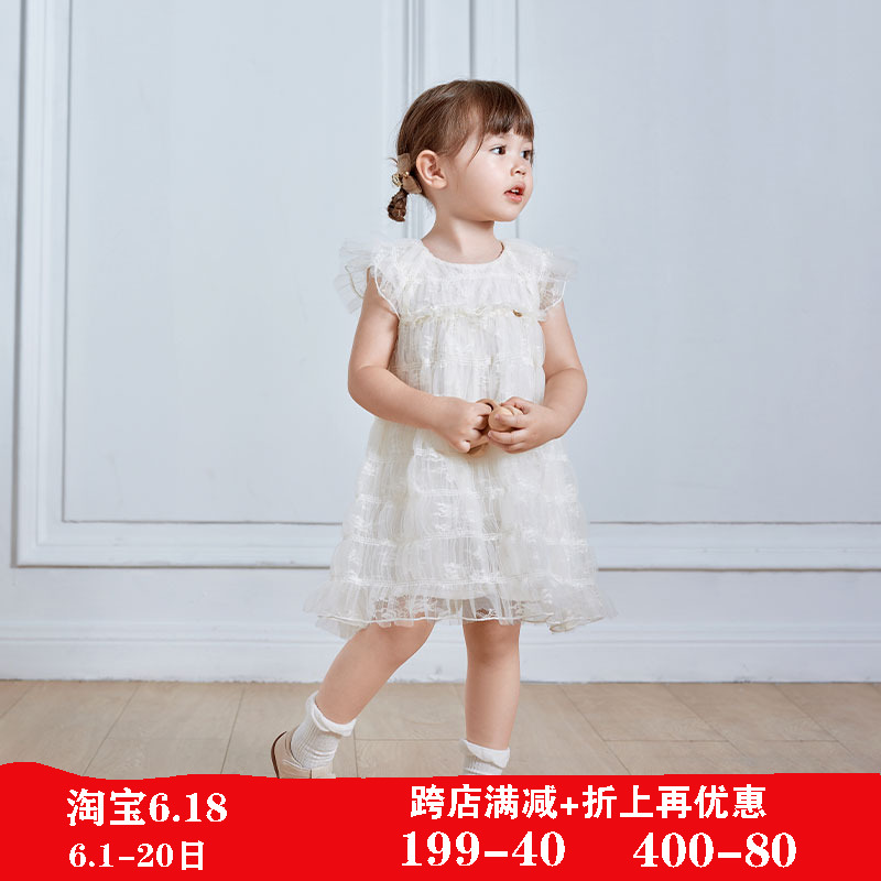 商场专柜同款拉比童装裙子2024年夏季新款女儿童连衣裙优雅连衣裙