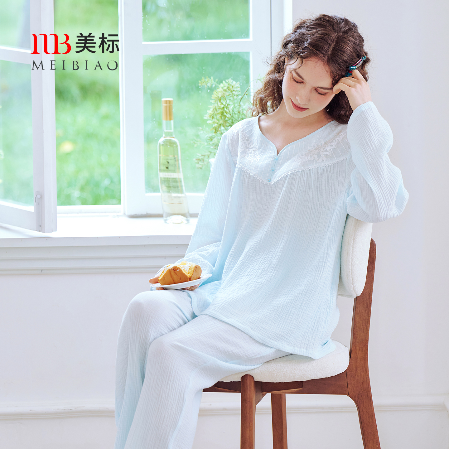 美标长袖纯棉睡衣女法式公主套装