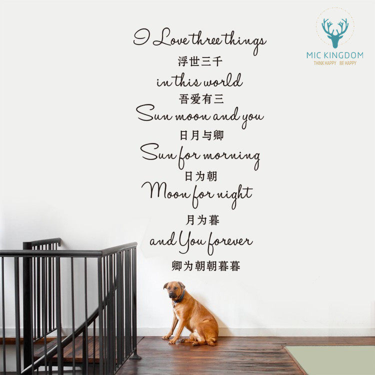 浮世三千吾爱有三ins文艺北欧美原宿风墙面装饰咖啡厅艺术字贴纸
