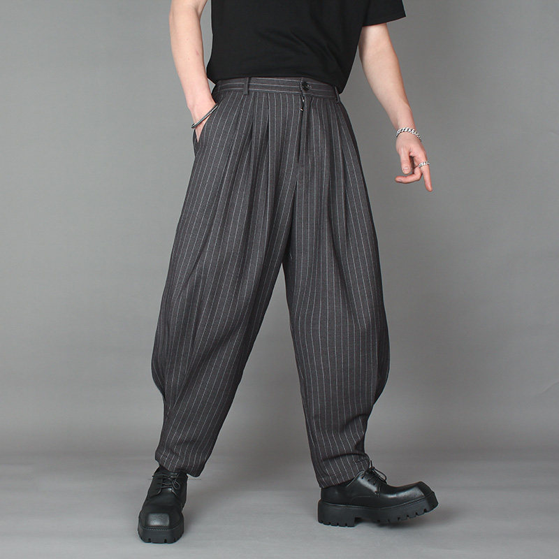 冬季新款暗黑宽松小脚休闲西裤潮牌百搭束脚休闲哈伦裤男条纹长裤,男装,休闲裤,淘宝优惠券,粉丝福利购,淘宝优惠卷