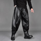 潮牌男发型师亮面PU皮裤 暗黑个性 宽松大码 秋冬新款 束脚休闲哈伦裤