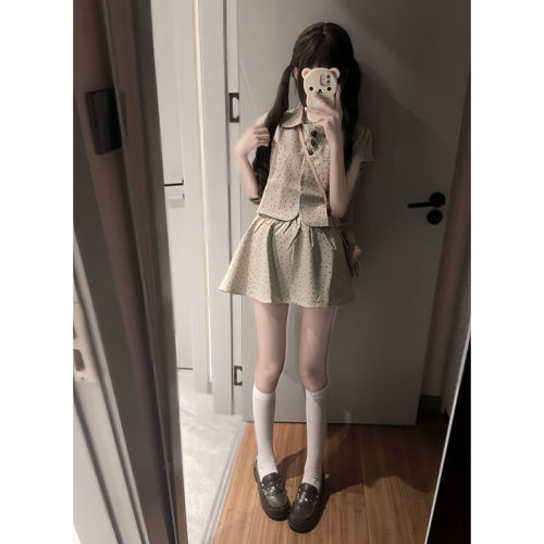 焦糖波点娃娃感韩系波点套装