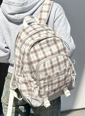 双肩包女2025新款高颜值韩版大容量背包电脑包女初中生秋冬书包女