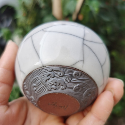 哥窑开片龙泉窑青瓷功夫茶杯