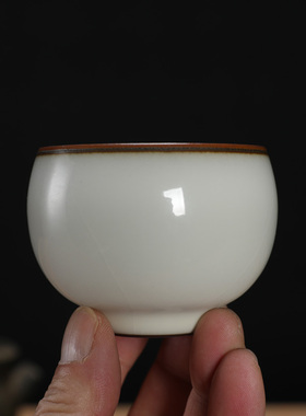 龙泉市青瓷龚炳明手工茶杯功夫茶具大号哥窑铁胎蛋白釉主人杯捧杯